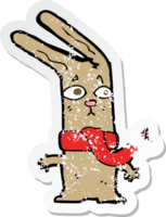 retro distressed sticker of a cartoon rabbit png