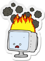 sticker of a cartoon burning computer png