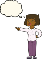 cartoon woman pointing with thought bubble png