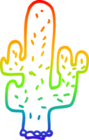 rainbow gradient line drawing cartoon cactus png