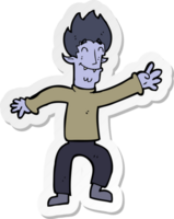 sticker of a cartoon happy vampire man png