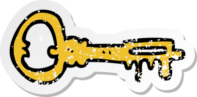 retro distressed sticker of a cartoon key png