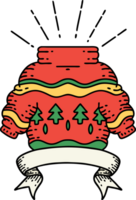 banner with tattoo style christmas jumper png