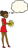 cartoon woman clapping hands with thought bubble png