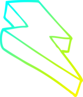 cold gradient line drawing cartoon thunder bolt png