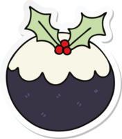 sticker of a quirky hand drawn cartoon christmas pudding png