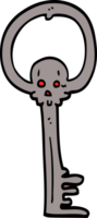 cartoon doodle spooky skull key png