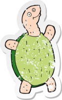 retro noodlijdende sticker van een cartoon gelukkige schildpad png