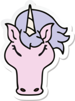 sticker of a quirky hand drawn cartoon unicorn png