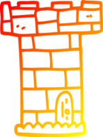torre de castillo de dibujos animados de dibujo lineal de gradiente cálido png