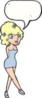 cartoon woman posing in dress with speech bubble png