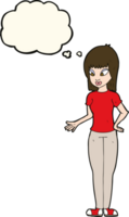 cartoon woman explaining with thought bubble png