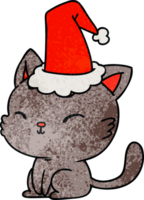 christmas textured cartoon of kawaii cat png