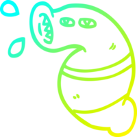 cold gradient line drawing cartoon monster leech png