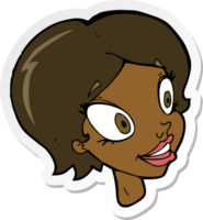 pegatina de un rostro femenino bonito de dibujos animados png