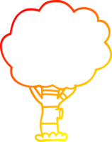 arbre de dessin animé de dessin de ligne de gradient chaud png