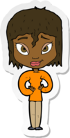 sticker of a cartoon satisfied woman png