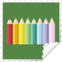 Couleur des crayons graphique png illustration carré autocollant timbre