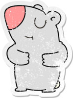 distressed sticker of a quirky hand drawn cartoon bear png