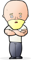 cartoon shocked bald man with beard png