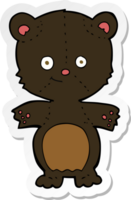 adesivo de um urso preto feliz de desenho animado png