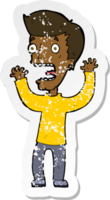 retro noodlijdende sticker van een cartoon bang man png