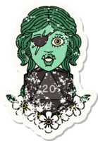 half orc rogue with natural twenty dice roll grunge sticker png