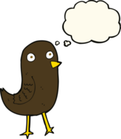 funny cartoon bird with thought bubble png