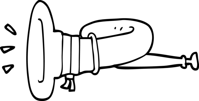 linjeteckning tecknad curled horn instrument png