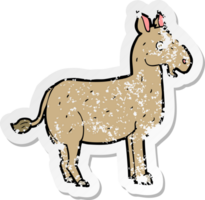 retro distressed sticker of a cartoon mule png