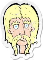 retro distressed sticker of a cartoon man with long mustache png