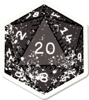 natural 20 D20 dice roll grunge sticker png