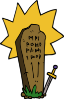 cartoon doodle of a heros grave png