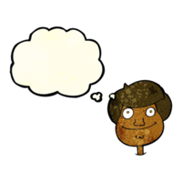 cartoon happy boy's face with thought bubble png