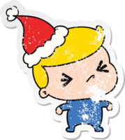 desenho de adesivo angustiado de natal do menino kawaii png