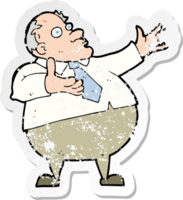 retro distressed sticker of a cartoon exasperated middle aged man png