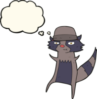 cartoon raccoon with thought bubble png