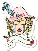 crying elven bard character grunge sticker png