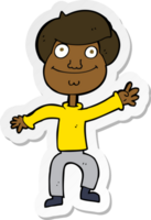 sticker of a cartoon happy man waving png