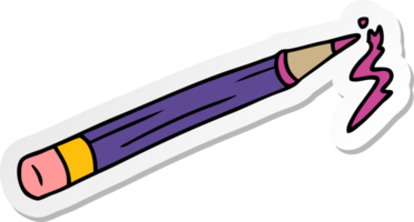 sticker cartoon doodle of a coloured pencil png