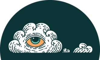 tattoo style icon of an all seeing eye cloud png