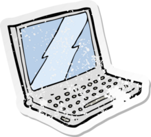 retro distressed sticker of a cartoon laptop computer png