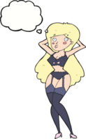 cartoon woman in lingerie with thought bubble png