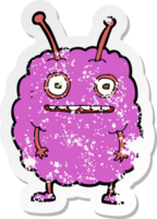 retro distressed sticker of a cartoon funny alien monster png