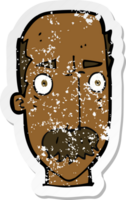 retro distressed sticker of a cartoon annoyed old man png