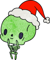 christmas textured cartoon of kawaii skeleton png