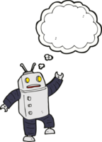 cartoon robot with thought bubble png