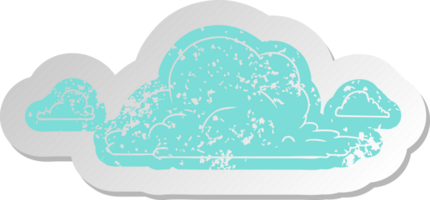 distressed old sticker of white large clouds png