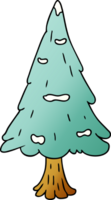 gradiente de dibujos animados doodle solo árbol cubierto de nieve png