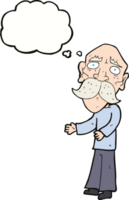 cartoon lonely old man with thought bubble png